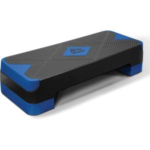 imageRBX Aerobic Step Platform with NonSlip Textured Surface 2Level Adjustable Steppers for Exercise Compact Lightweight EasytoStore Exercise Step ampamp Fitness Step BenchBlackBlue