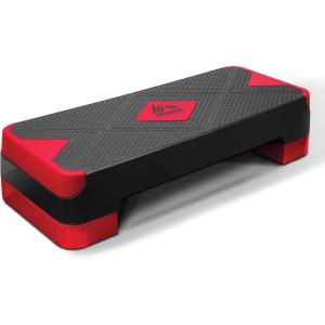 imageRBX Aerobic Step Platform with NonSlip Textured Surface 2Level Adjustable Steppers for Exercise Compact Lightweight EasytoStore Exercise Step ampamp Fitness Step BenchBlackRed