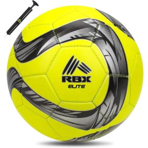 imageRBX Size 5 Soccer Ball  32 Panel Construction Soccer Ball with Pump Rubber Bladder for Air Retention and Ball Shape High Contrast Graphics for Adults ampamp KidsVolt