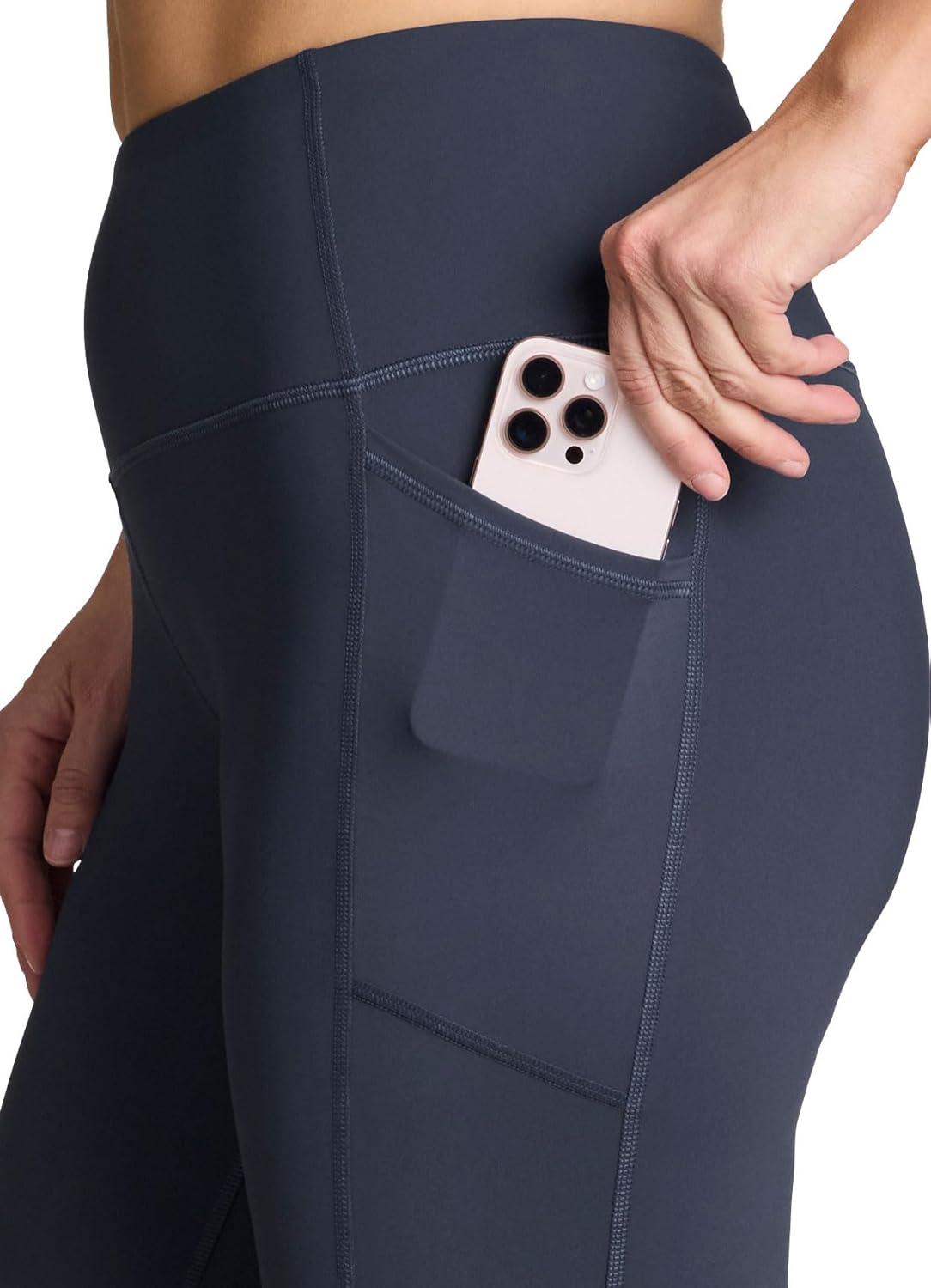 imageRBX Activewear Plus Size Legging for Women in Capri Length High Waist Squat Proof Running Yoga Pants with PocketsVintage Navy