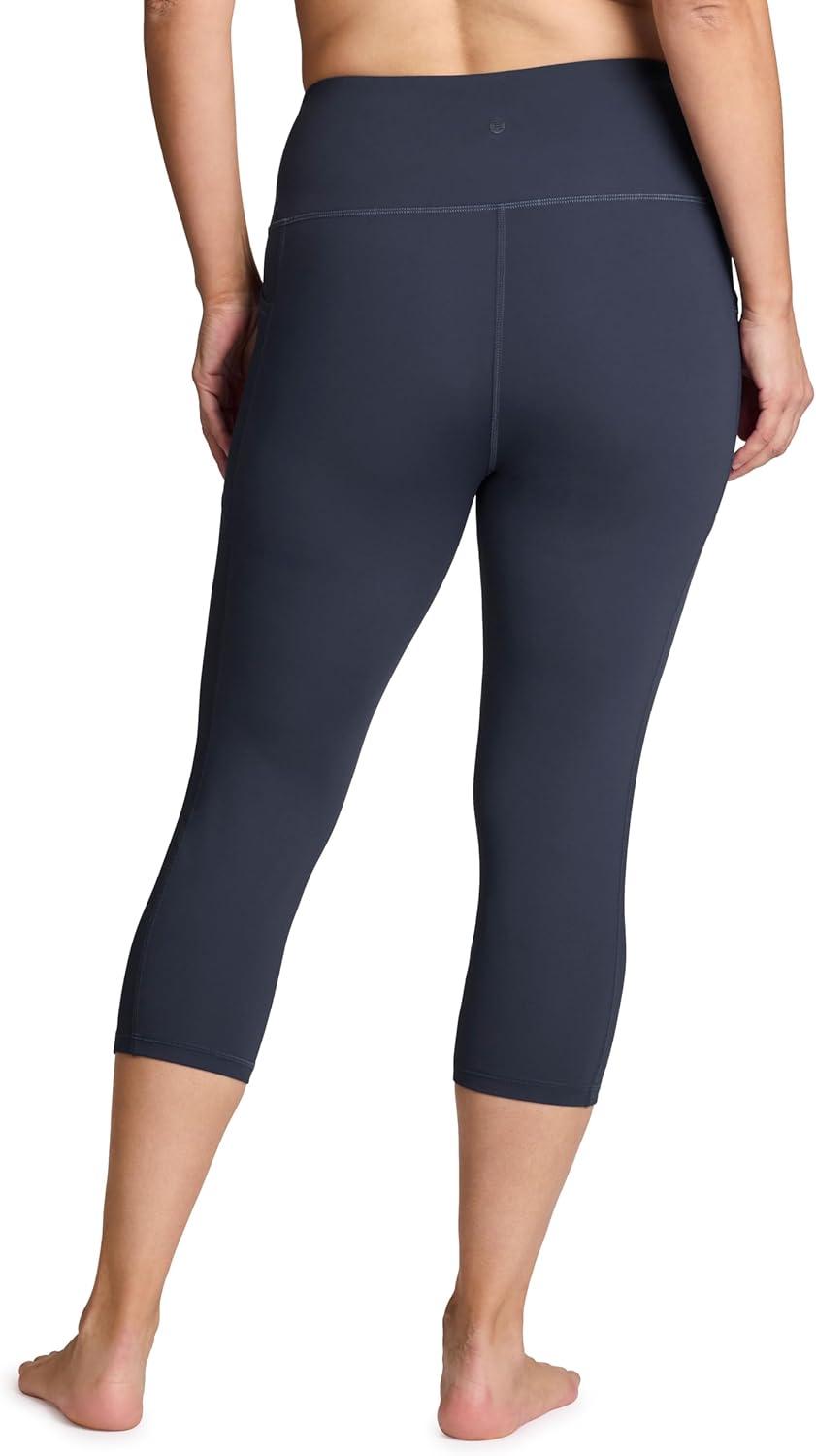 imageRBX Activewear Plus Size Legging for Women in Capri Length High Waist Squat Proof Running Yoga Pants with PocketsVintage Navy
