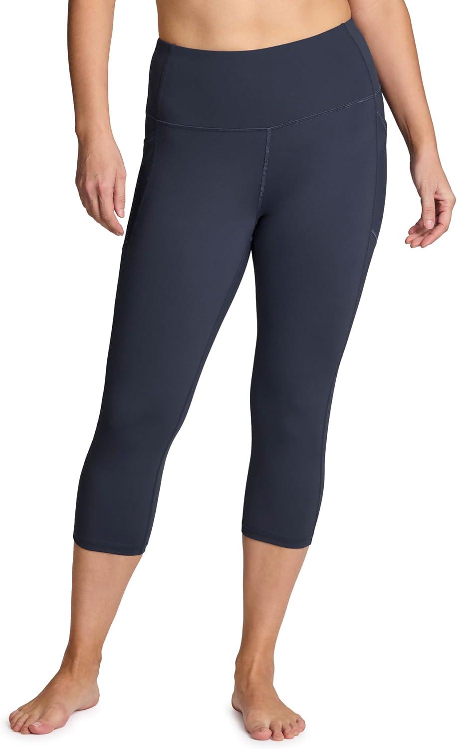 imageRBX Activewear Plus Size Legging for Women in Capri Length High Waist Squat Proof Running Yoga Pants with PocketsVintage Navy
