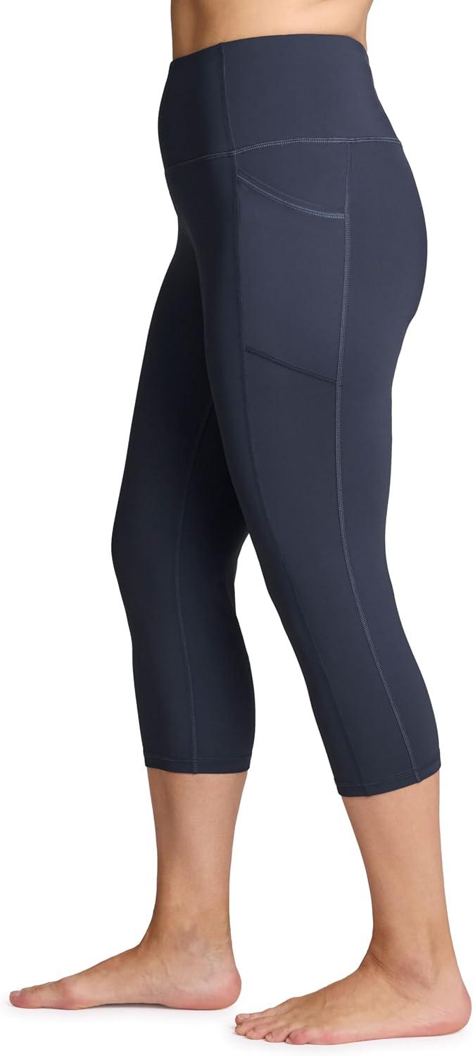 imageRBX Activewear Plus Size Legging for Women in Capri Length High Waist Squat Proof Running Yoga Pants with PocketsVintage Navy