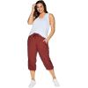 imageBX Active Womens Plus Size Woven Lightweight Drawstring Capri Pant Rust 3X