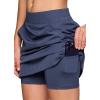 imageRBX Active Longer Length Skort for Women Quick Drying Woven Pickleball Golf Skort with Pockets for Tennis Hiking RunningSmoke Blue