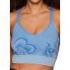 imageRBX Active Womens Athletic Fashion Racerback Seamless Low Impact Workout Sports BraJacquard Floral Light Blue