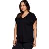 imageRBX Active Womens Fashion Plus Size Relaxed Fit Breathable Running Workout Short Sleeve Yoga TShirt TopFrench Terry Black