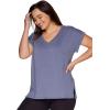 imageRBX Active Womens Fashion Plus Size Relaxed Fit Breathable Running Workout Short Sleeve Yoga TShirt TopFrench Terry Blue Violet