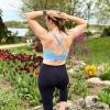 imageRBX Active Womens Fashion Strappy Seamless Low Impact Workout Sports BraStrappy Twist Cloud Blue