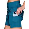 imageRBX Active Womens Fashion Stretch Knit Flat Front GolfTennis Athletic Skort with Attached Bike Short and PocketsTeal
