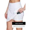imageRBX Active Womens Fashion Stretch Knit Flat Front GolfTennis Athletic Skort with Attached Bike Short and PocketsWhite
