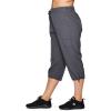 imageRBX Active Womens Plus Size Fashion Lightweight Woven Body Skimming Drawstring Cargo Capri PantDark Grey