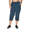 imageRBX Active Womens Plus Size Fashion Lightweight Woven Body Skimming Drawstring Cargo Capri PantDeep Teal