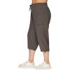 imageRBX Active Womens Plus Size Fashion Lightweight Woven Body Skimming Drawstring Cargo Capri PantIvy Olive