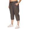 imageRBX Active Womens Plus Size Fashion Lightweight Woven Body Skimming Drawstring Cargo Capri PantIvy Olive