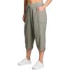 imageRBX Active Womens Plus Size Fashion Lightweight Woven Body Skimming Drawstring Cargo Capri PantSmoke Sage