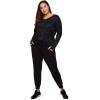 imageRBX Active Womens Plus Size Fashion Yoga Lightweight Fleece Jogger SweatpantsF20 Black