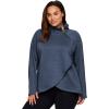imageRBX Active Womens Plus Size Mock Neck Long Sleeve Fleece Pullover SweatshirtF22 Blue