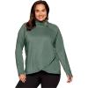 imageRBX Active Womens Plus Size Mock Neck Long Sleeve Fleece Pullover SweatshirtPine Green Heather