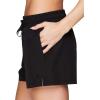 imageRBX Active Womens Relaxed Fit Breathable Ventilated Stretch Woven Athletic Walking Short with PocketsBlack Solid
