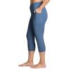 imageRBX Activewear Plus Size Legging for Women in Capri Length High Waist Squat Proof Running Yoga Pants with PocketsMoonlight Blue