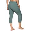 imageRBX Activewear Plus Size Legging for Women in Capri Length High Waist Squat Proof Running Yoga Pants with PocketsSolid Sea Green