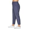 imageRBX Womens Plus Size Ankle Pant with Pockets Lightweight Quick Drying Woven Weekend PantsRibbed Side Smoke Blue