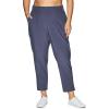 imageRBX Womens Plus Size Ankle Pant with Pockets Lightweight Quick Drying Woven Weekend PantsRibbed Side Smoke Blue