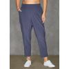 imageRBX Womens Plus Size Ankle Pant with Pockets Lightweight Quick Drying Woven Weekend PantsRibbed Side Smoke Blue