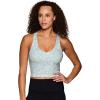 imageRBX Active Womens Bra Top Athletic Yoga Crop Tank Top with Built in Shelf BraBlue Brushed Weave