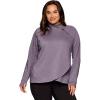 imageRBX Active Womens Plus Size Mock Neck Long Sleeve Fleece Pullover SweatshirtGrape