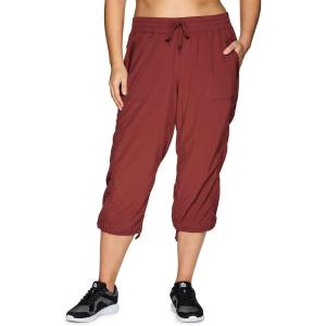 imageBX Active Womens Plus Size Woven Lightweight Drawstring Capri Pant Rust 3X