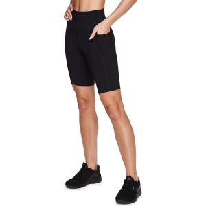 imageRBX Active Biker Shorts for Women Yoga Shorts Squat Proof High Waisted Spandex Shorts with PocketsBlack Solid 9inch