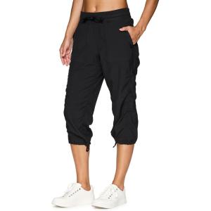 imageRBX Active Capri Pants for Women Joggers Stretch Lightweight Womens Casual Pant Capri with DrawstringJet Black