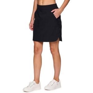 imageRBX Active Longer Length Skort for Women Quick Drying Woven Pickleball Golf Skort with Pockets for Tennis Hiking RunningLong Length Black