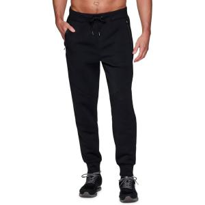 imageRBX Active Mens Athletic Fleece Lined Tapered Jogger Sweatpant with PocketZip Solid Black