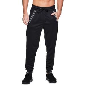 imageRBX Active Mens Athletic Performance Quick Dry Breathable Tapered Jogger Sweatpant with PocketsFrench Terry Black