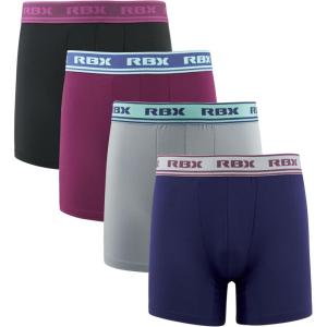imageRBX Active Mens Athletic Performance Quick Dry MultiPack Boxer Brief SetBlackGreyMaroonNavy