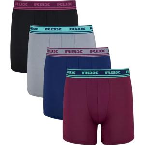 imageRBX Active Mens Athletic Performance Quick Dry MultiPack Boxer Brief SetBlackNavyBurgundyGrey