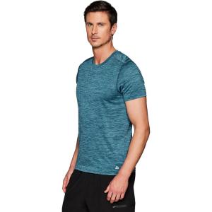 imageRBX Active Mens Athletic Performance Workout Gym Running Short Sleeve Crewneck TShirtHeather Moroccan Blue