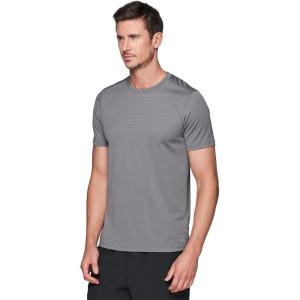 imageRBX Active Mens Athletic Performance Workout Gym Running Short Sleeve Crewneck TShirtShadow Stripe Grey