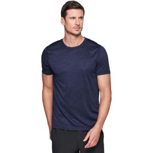 imageRBX Active Mens Athletic Performance Workout Gym Running Short Sleeve Crewneck TShirtStriated Waffle Navy