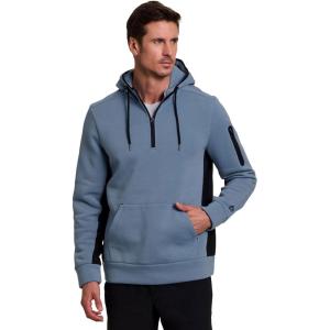 imageRBX Active Mens Fleece Workout Athletic Pullover HoodieColorblock Blue Slate