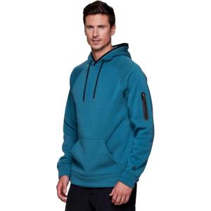 imageRBX Active Mens Fleece Workout Athletic Pullover HoodiePeacock Blue Combo