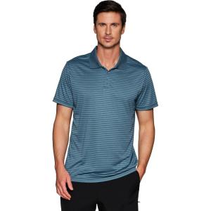 imageRBX Active Mens Golf Shirt Short Sleeve Quick Drying Performance Polo ShirtStriped Blue