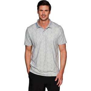imageRBX Active Mens Golf Shirt Short Sleeve Quick Drying Performance Polo ShirtTonal Geo Light Grey