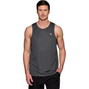 imageRBX Active Mens Lightweight Quick Dry Performance Sleeveless Muscle TeeCharcoal Shadow Stripe