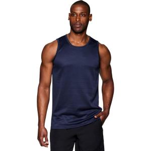 imageRBX Active Mens Lightweight Quick Dry Performance Sleeveless Muscle TeeJacquard Mesh Navy