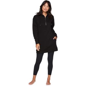 imageRBX Active Womens 14 Zip Fleece Tunic Sweatshirt Dress Mock Neck Sweater Dress with PocketsBlack Heather