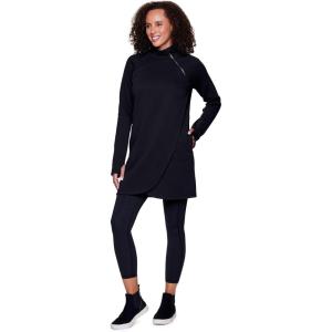 imageRBX Active Womens 14 Zip Fleece Tunic Sweatshirt Dress Mock Neck Sweater Dress with PocketsBlack Mock